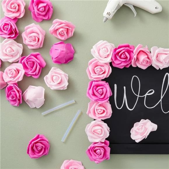 100Pack Pink Artificial RoseFlower Heads for Decorations,Weddings,Bridal Showers - Picture 2 of 6